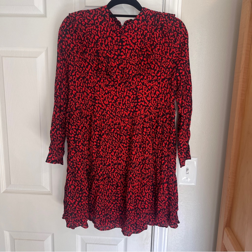 Zara Red and Black Patterned Dress